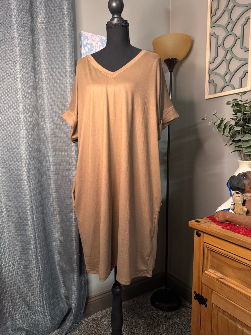 Zenana TShirt Style Dress in Camel - Picture 1 of 5